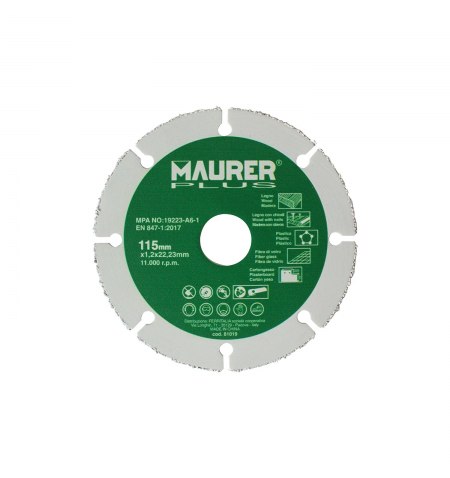 Disco De Corte Para Madera y Plasticos Ø 115 x 1,2 mm.