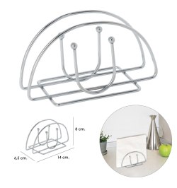 Servilletero Mesa,  Acero Cromado Forma Semicircular Vertical
