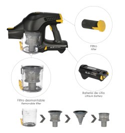 Aspirador Vertical Sistema Ciclonico Sin Cable Domestico A Bateria 22 V.  Bateria de 2,2 Ah.