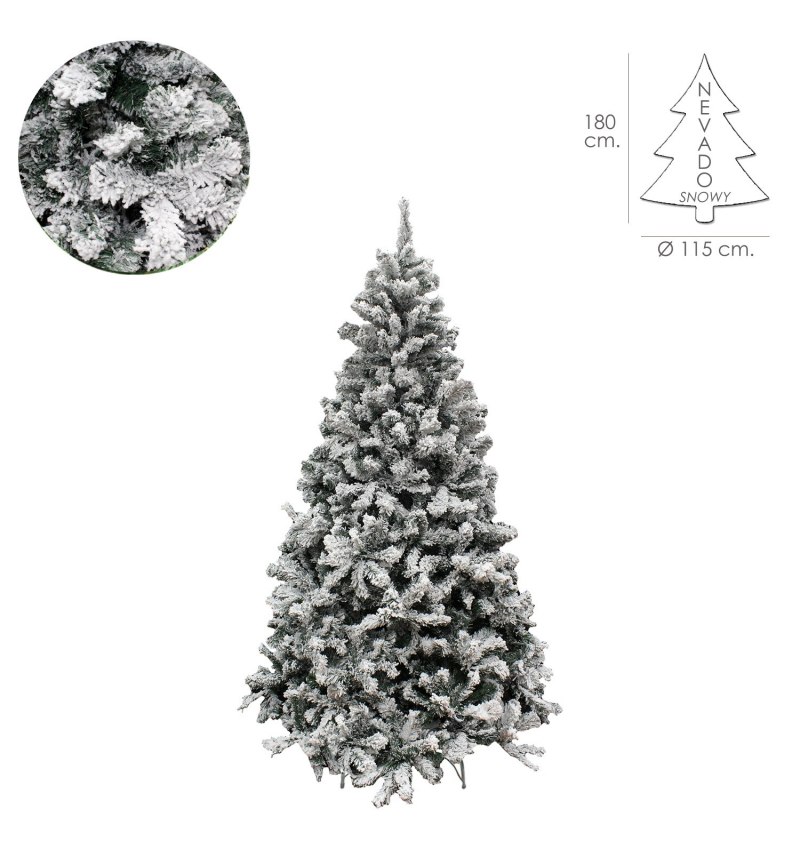Arbol De Navidad Nevado 180 cm. 758 Ramas. Hojas De Pvc Con Nieve Artifical