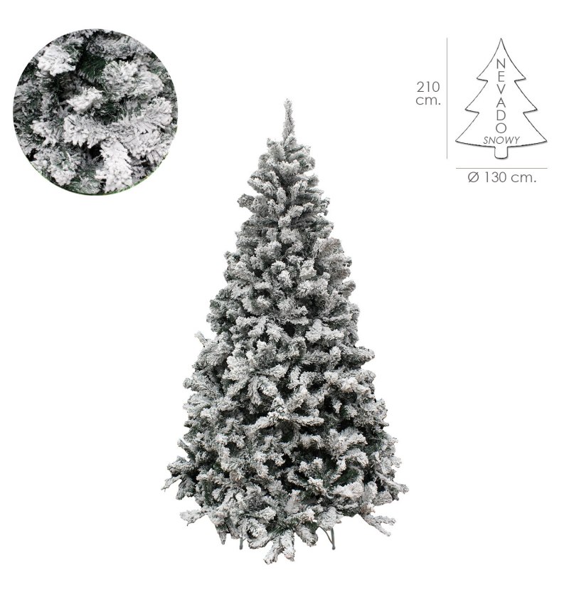 Arbol De Navidad Nevado 210 cm. 1106 Ramas. Hojas De Pvc Con Nieve Artifical