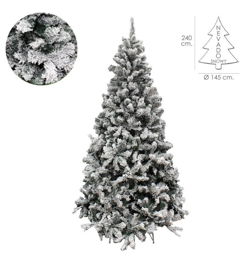 Arbol De Navidad Nevado 240 cm. 1500 Ramas. Hojas De Pvc Con Nieve Artifical