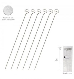 Pinchitos Acero Inoxidable Grandes 40 cm. (Blister 6 Unidades) Saturnia