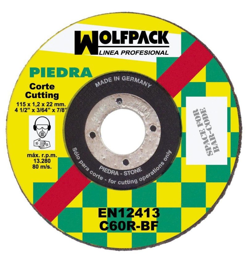 Disco Corte Abrasivo Piedra Fino 115x1,2 mm.