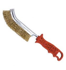 Cepillo Manual Acero Latonado Mango Rojo