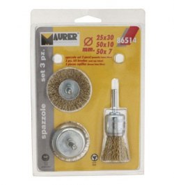 Juego Cepillos Acero 3 Piezas (Brocha/taza/disco)