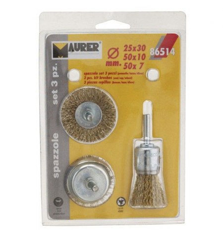 Juego Cepillos Acero 3 Piezas (Brocha/taza/disco)