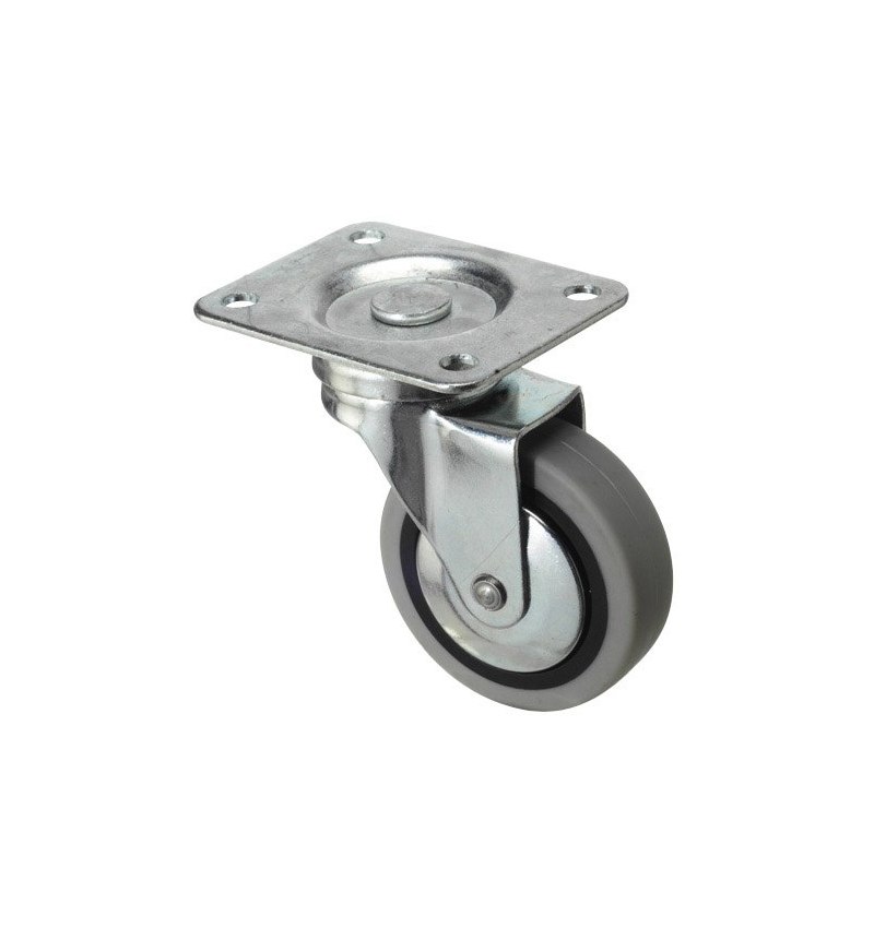 Rueda Industrial Goma Gris Placa   60 mm.