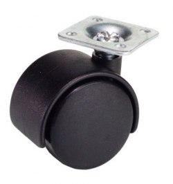 Rueda Domestica Nylon Negro Placa   40 mm.