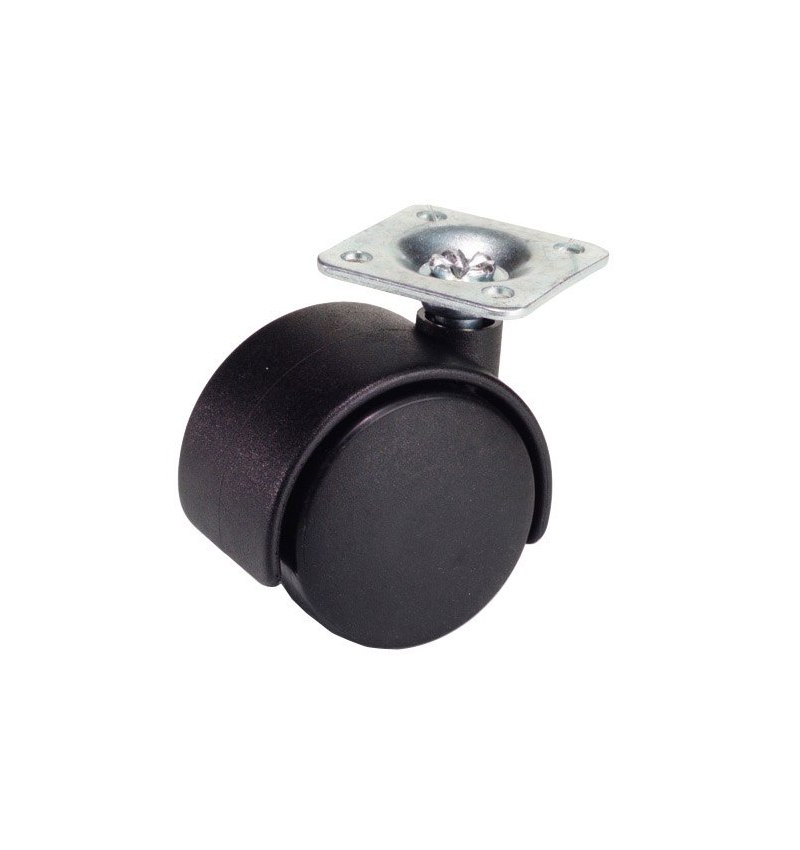 Rueda Domestica Nylon Negro Placa   40 mm.