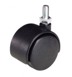 Rueda Domestica Nylon Negro Espiga M8x40 mm.