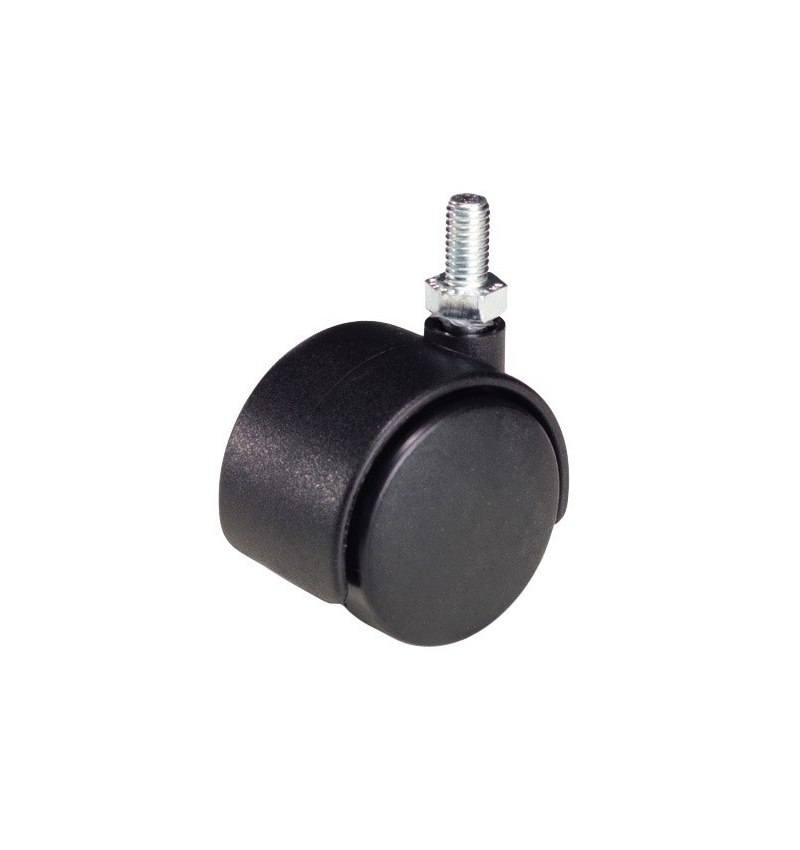 Rueda Domestica Nylon Negro Espiga M8x40 mm.