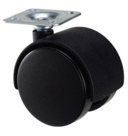Rueda Domestica Nylon Negro Placa   50 mm.