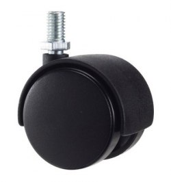 Rueda Domestica Nylon Negro Espiga M10x50 mm.