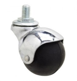 Rueda Domestica Goma Negra Esfera Espiga M8x40 mm.