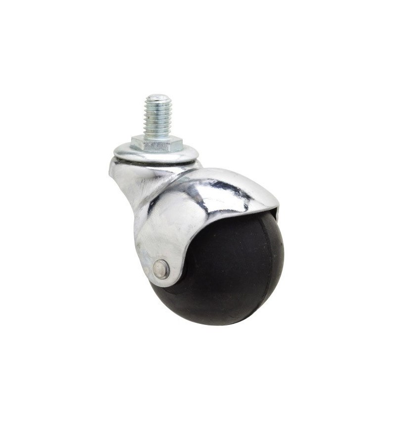 Rueda Domestica Goma Negra Esfera Espiga M8x40 mm.