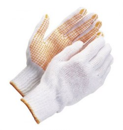 Guantes Algodon Puntos Pvc Amarillos 10" (Par)