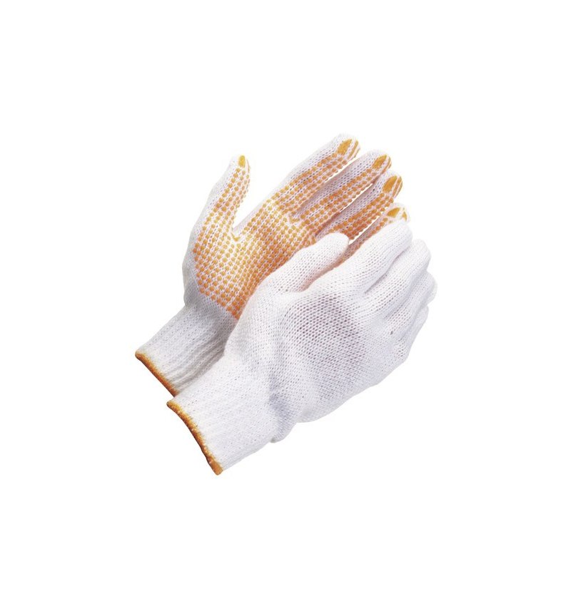 Guantes Algodon Puntos Pvc Amarillos 10" (Par)