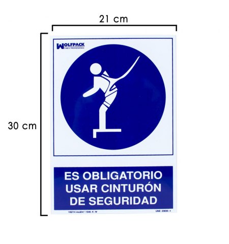 Cartel Uso Obligatorio Cinturon Seguridad 30x21 cm.