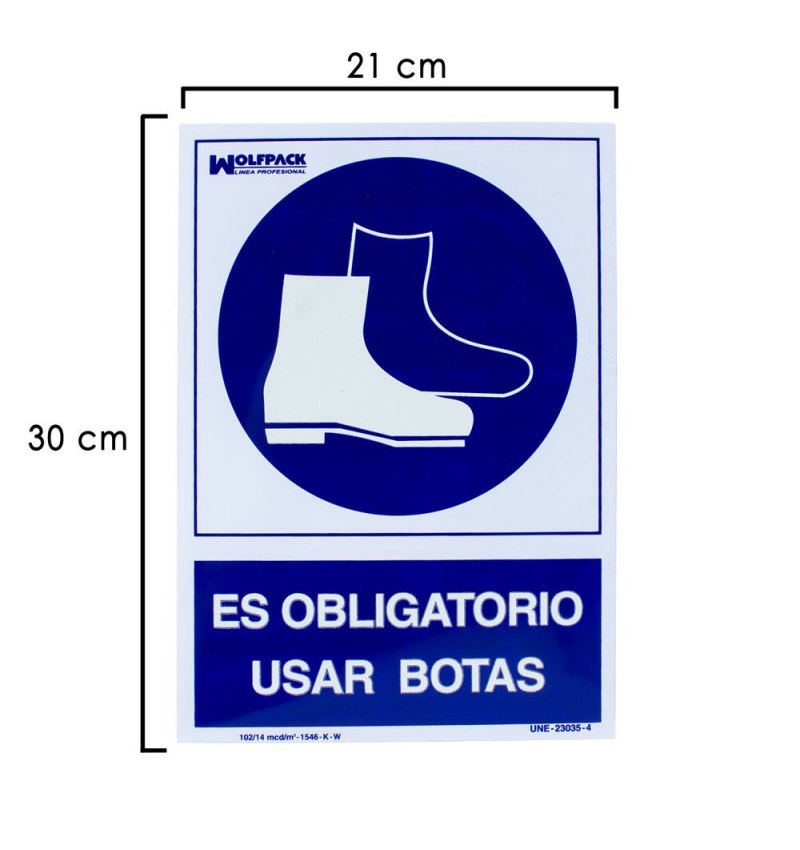 Cartel Obligatorio Uso De Botas 30x21 cm.