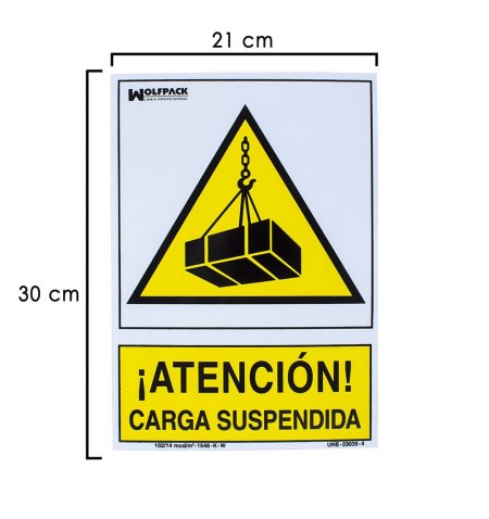 Cartel Peligro Carga Suspendida 30x21 cm.