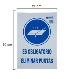 Cartel Obligatorio Eliminar Puntas 30x21 cm.