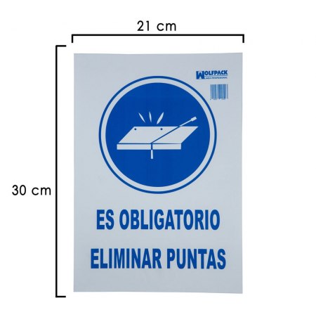 Cartel Obligatorio Eliminar Puntas 30x21 cm.