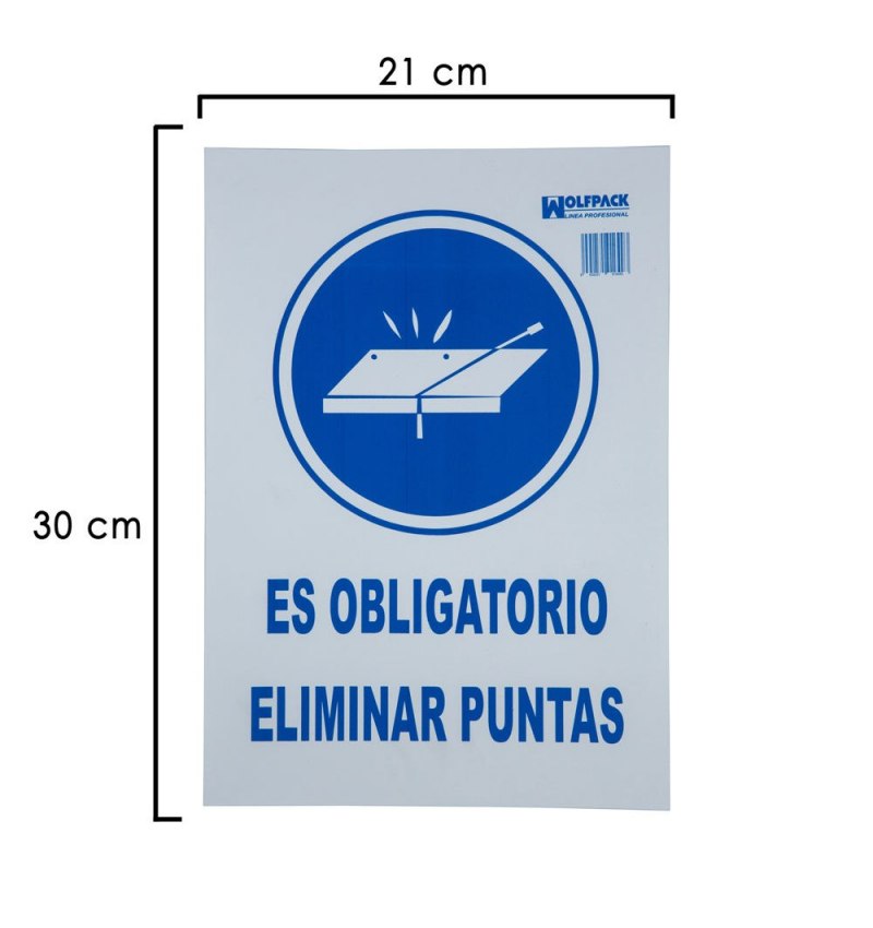 Cartel Obligatorio Eliminar Puntas 30x21 cm.