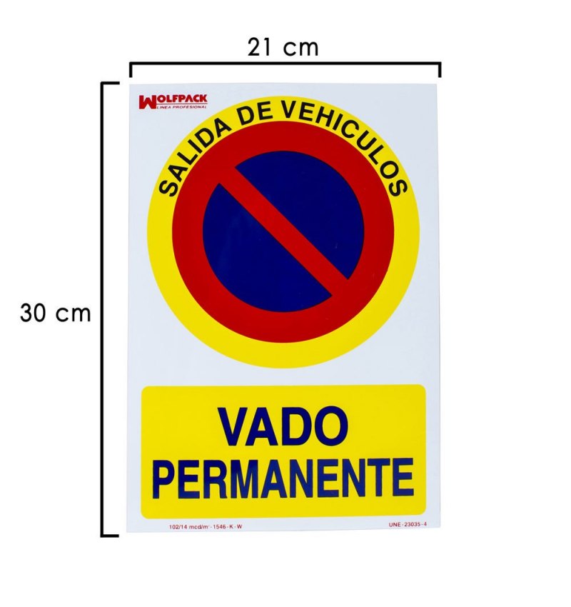 Cartel Vado Permanente 30x21 cm.
