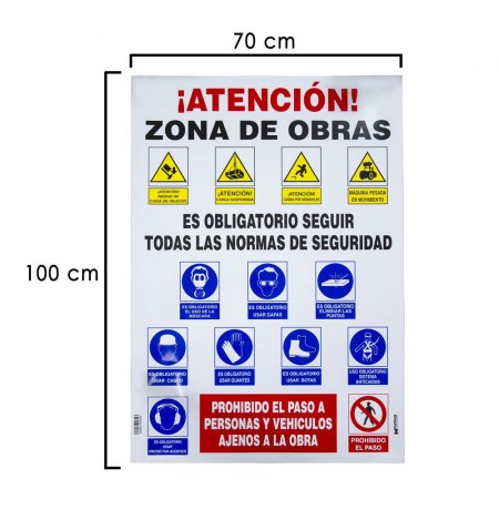 Cartel Combinado Normas Obra  100x70 cm.