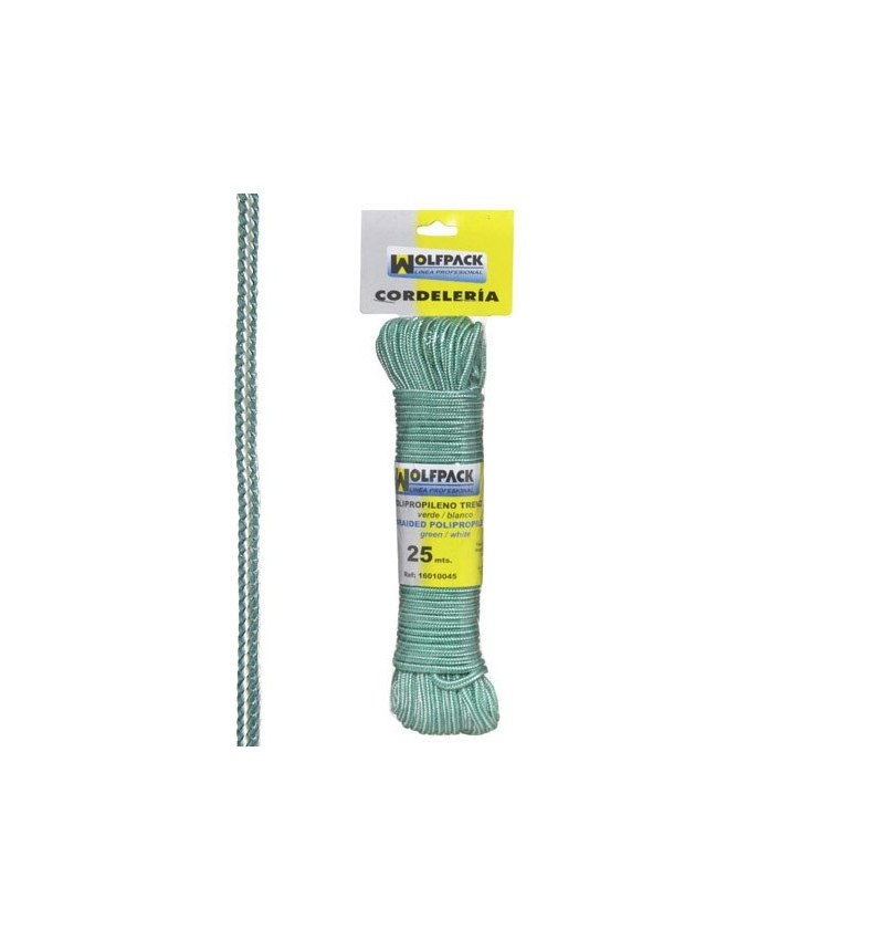 Cuerda Trenzada Polipropileno Blanca / Verde (Madeja 25 m.)
