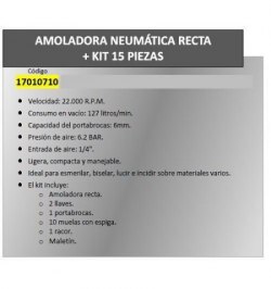 Amoladora Neumatica Recta Yamato + Kit 15 Piezas