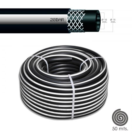 Manguera Aire Comprimido Negro   10 x 19 mm. 20 bares Rollo 50 metros