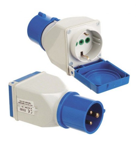 Adaptador Industrial Cetac Schuko Simple 2p Con Tapa