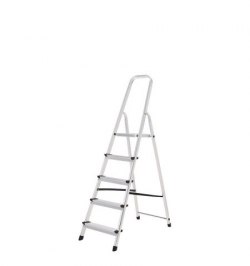 Oryx Escalera Aluminio 5 Peldaños Plegable, Uso doméstico, Antideslizante, Ligera y Resistente