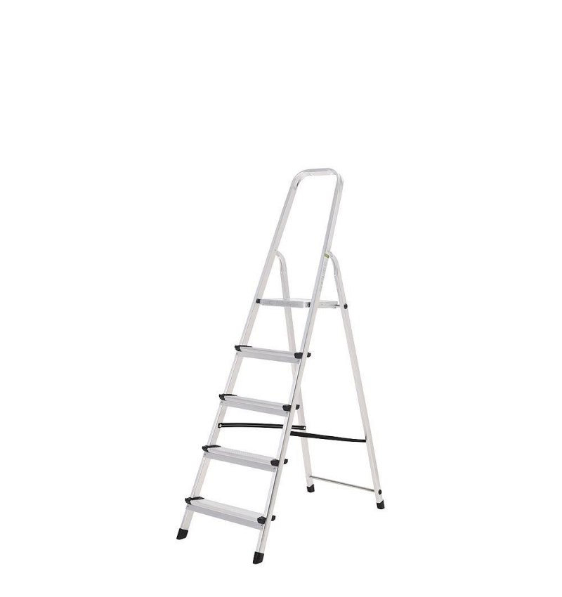 Oryx Escalera Aluminio 5 Peldaños Plegable, Uso doméstico, Antideslizante, Ligera y Resistente