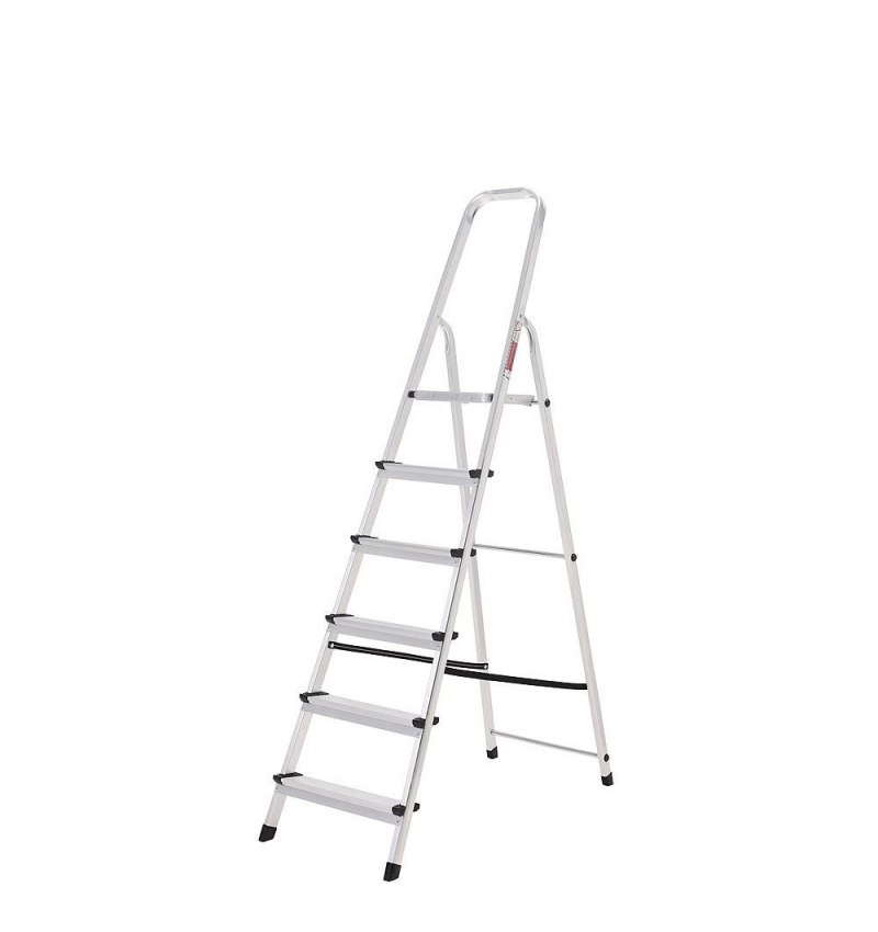 Oryx Escalera Aluminio 6 Peldaños Plegable, Uso doméstico, Antideslizante, Ligera y Resistente