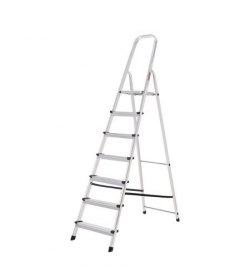 Oryx Escalera Aluminio 7 Peldaños Plegable, Uso doméstico, Antideslizante, Ligera y Resistente