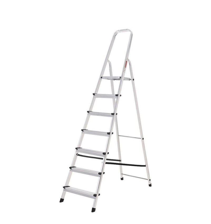 Oryx Escalera Aluminio 7 Peldaños Plegable, Uso doméstico, Antideslizante, Ligera y Resistente