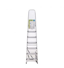Oryx Escalera Aluminio 7 Peldaños Plegable, Uso doméstico, Antideslizante, Ligera y Resistente