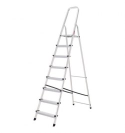Oryx Escalera Aluminio 8 Peldaños Plegable, Uso doméstico, Antideslizante, Ligera y Resistente