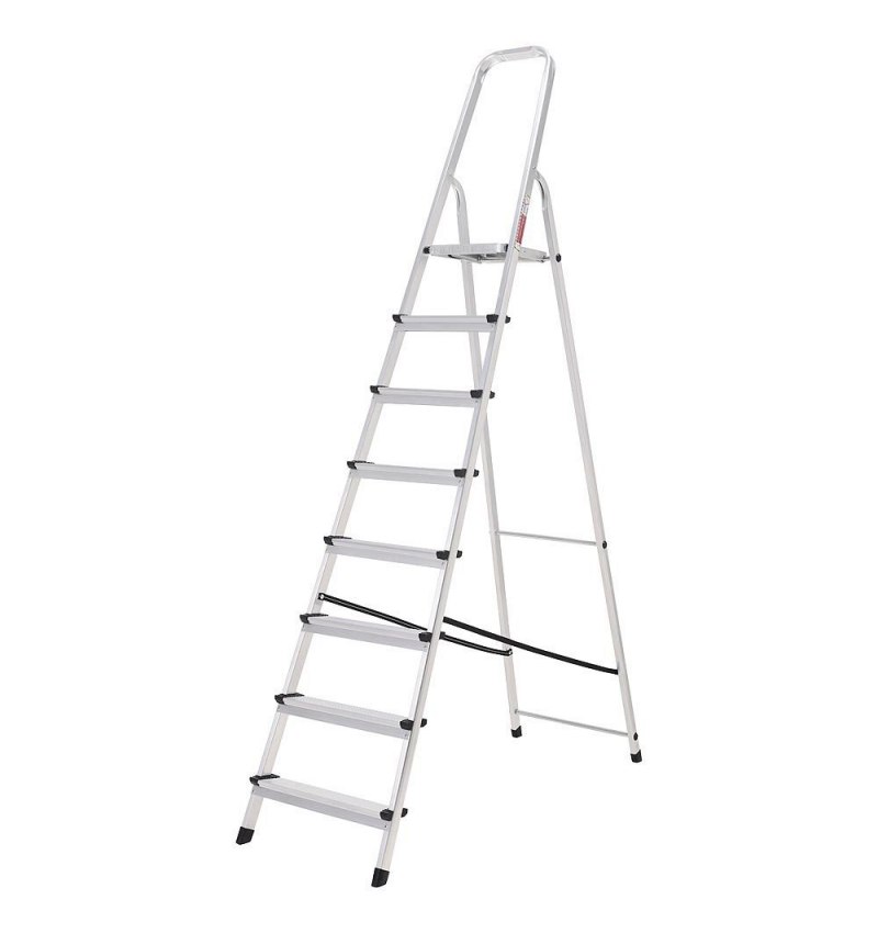 Oryx Escalera Aluminio 8 Peldaños Plegable, Uso doméstico, Antideslizante, Ligera y Resistente