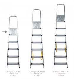Escalera Aluminio Doméstica Profesional  5 Peldaños (Peldaño de 12 cm.)
