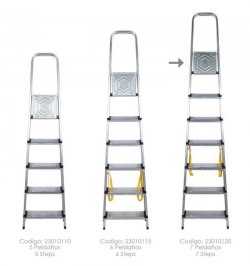 Escalera Aluminio Doméstica Profesional  7 Peldaños (Peldaño de 12 cm.)