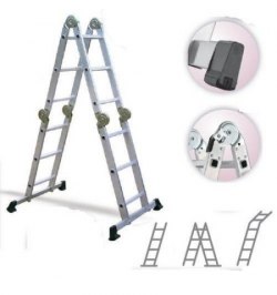 Escalera Multiposicional Aluminio 6 Rotulas 12 Peldaños