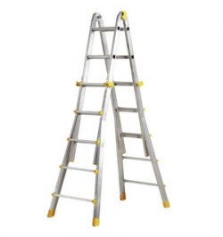 Escalera Telescópica Aluminio  4+4 Peldaños Perfil 67 mm.