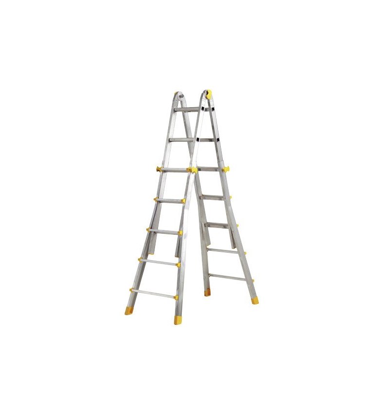 Escalera Telescópica Aluminio  4+4 Peldaños Perfil 67 mm.
