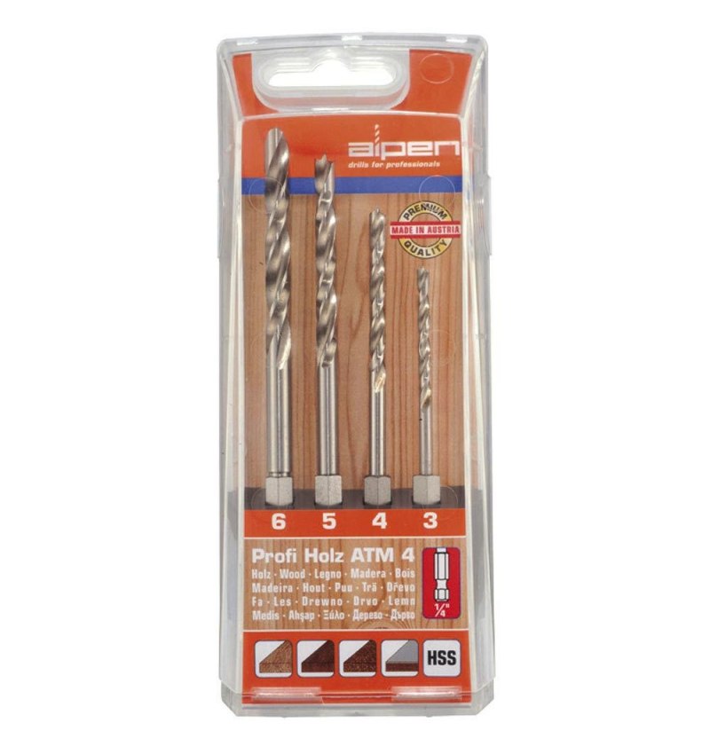 Estuche Brocas Alpen Hexagonal Madera  4 Piezas