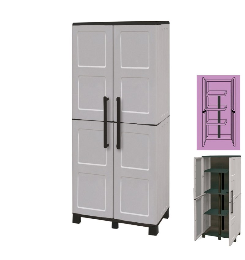 Armario Resina 68x37x169 cm. Con Portaescobas