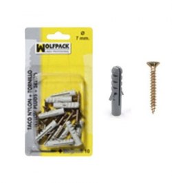 Taco Nylon+Tirafondo   6 mm. (15 Piezas)